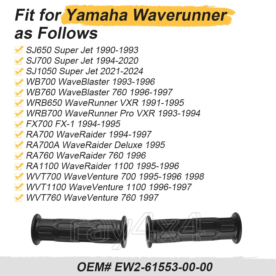 2 Handle Grips for Yamaha WaveVenture 700 760 1100 (1995–1998) WVT700 WVT760 WVT1100