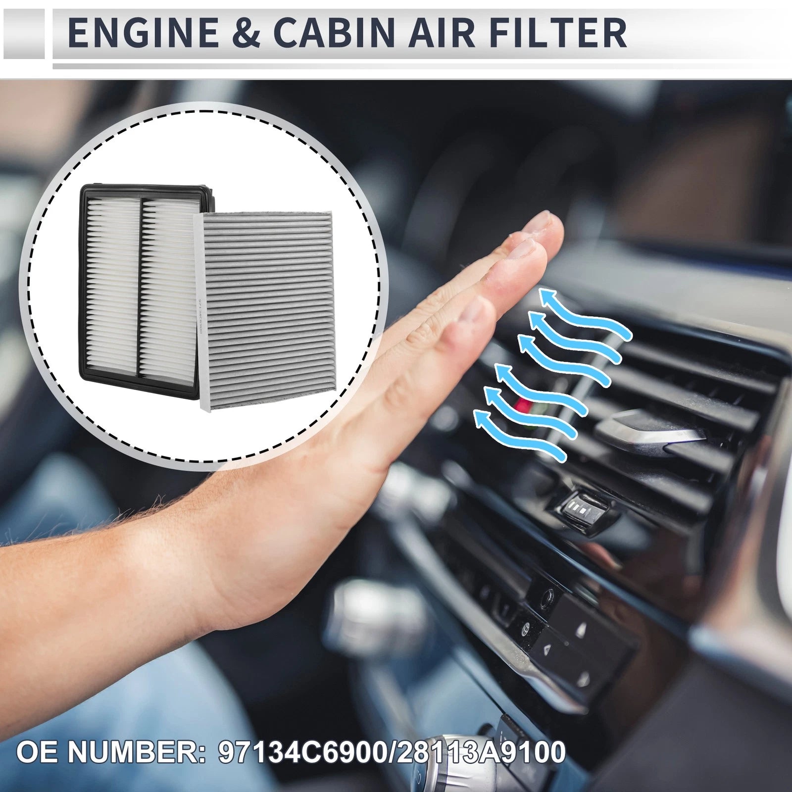 Engine Cabin Air Filter Combo for Kia Sorento (2016–2020) 2.0L 2.4L 3.3L