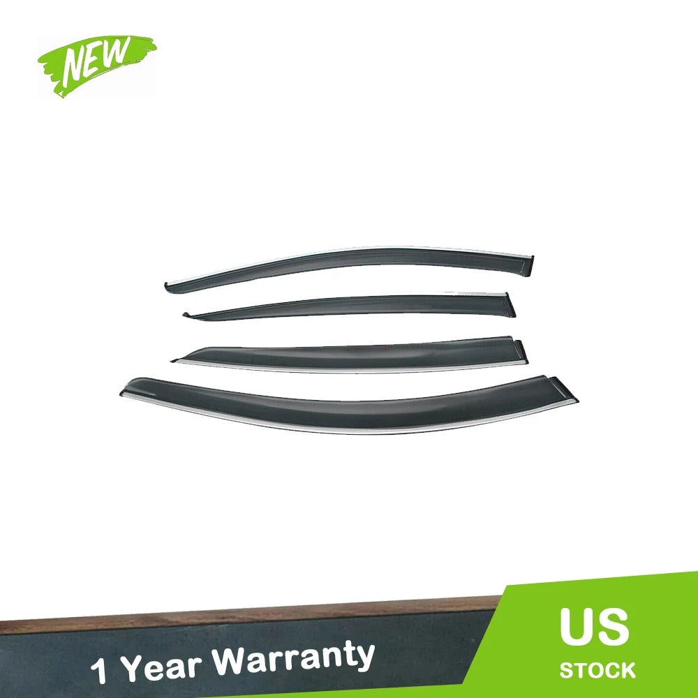 Set of 4 Smoke Window Visors for Acura TL (2009–2014) Chrome Trim