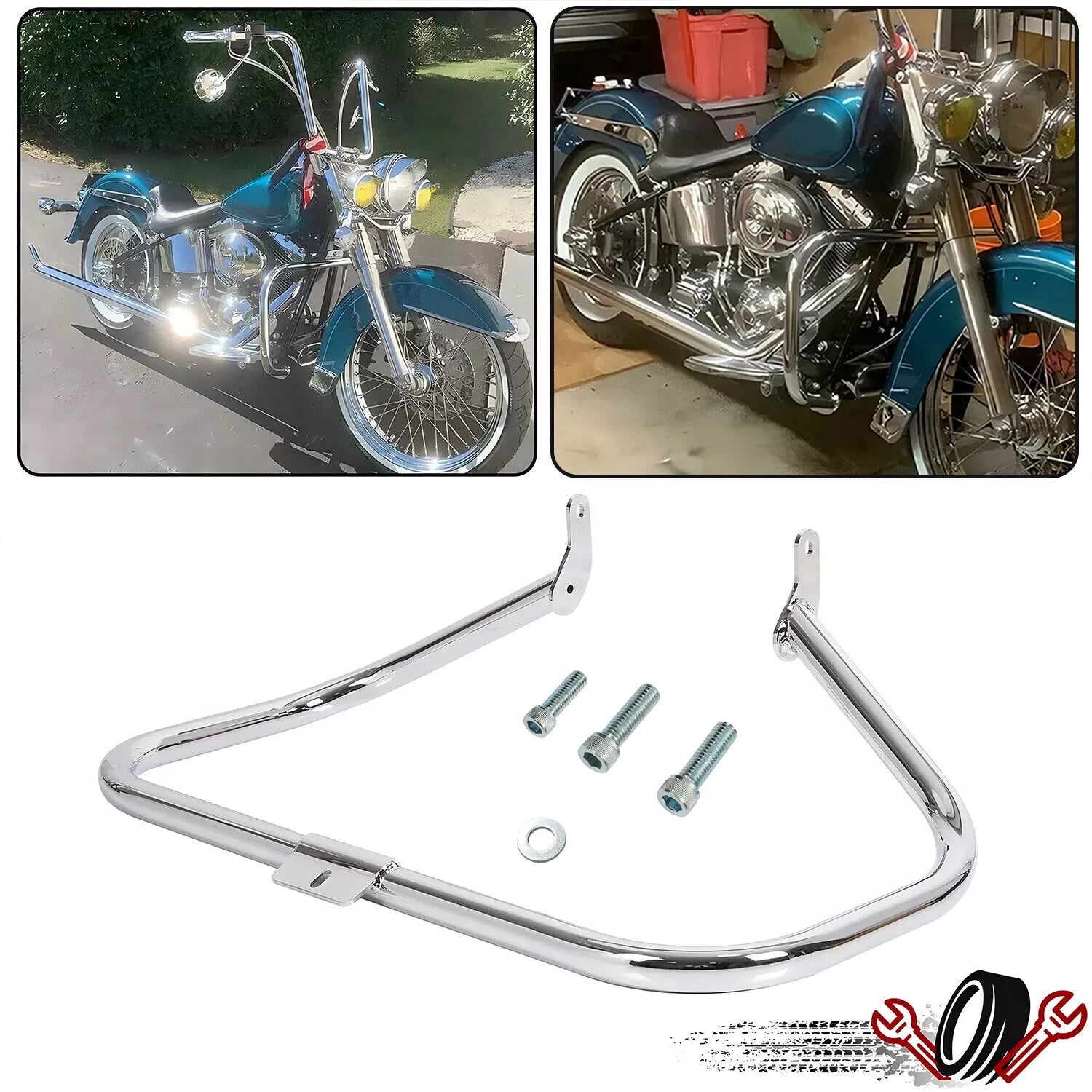 Chrome Engine Guard Crash Bar for Harley Heritage Softail FatBoy (2000–2017)