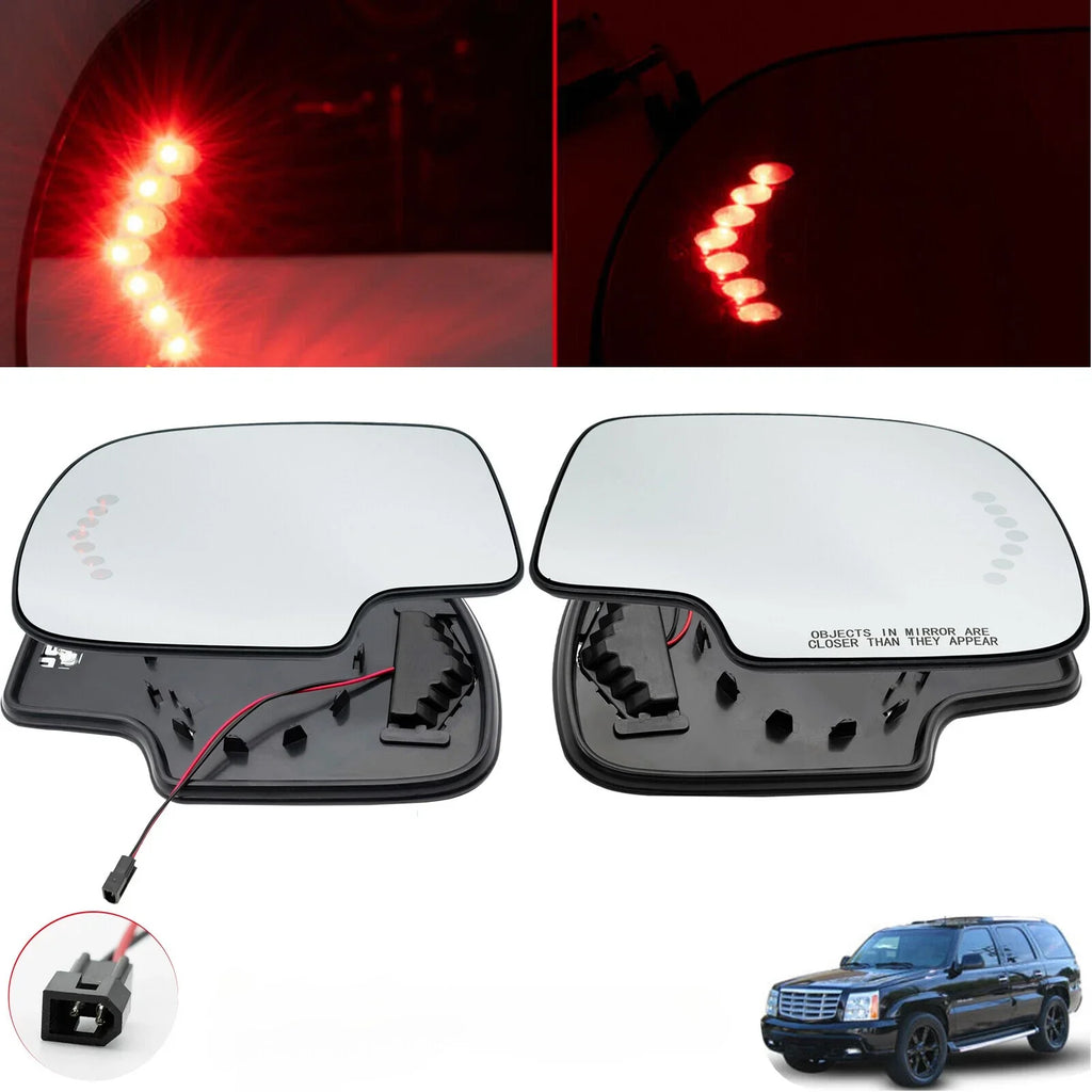 Mirror Glass Heated Turn Signal LH&RH Side for Chevy GMC Cadillac (2003–2007)