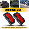 2X 10 LED 6" Red Oval Brake Lights for Car Truck Trailer (w/ Bracket)