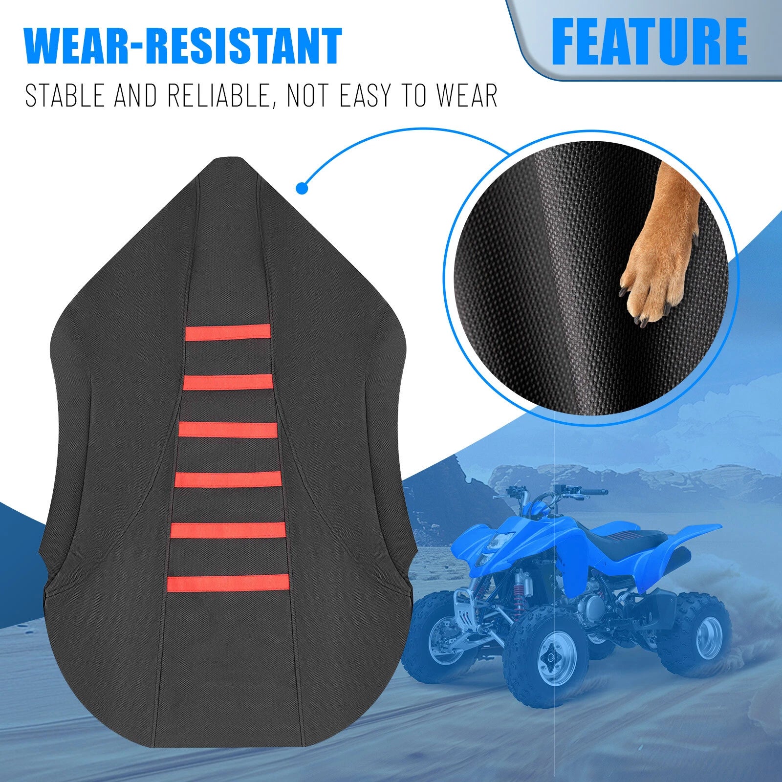 Red Gripper Anti-Slip Seat Cover for Suzuki Quadsport Z400 (2003–2009)