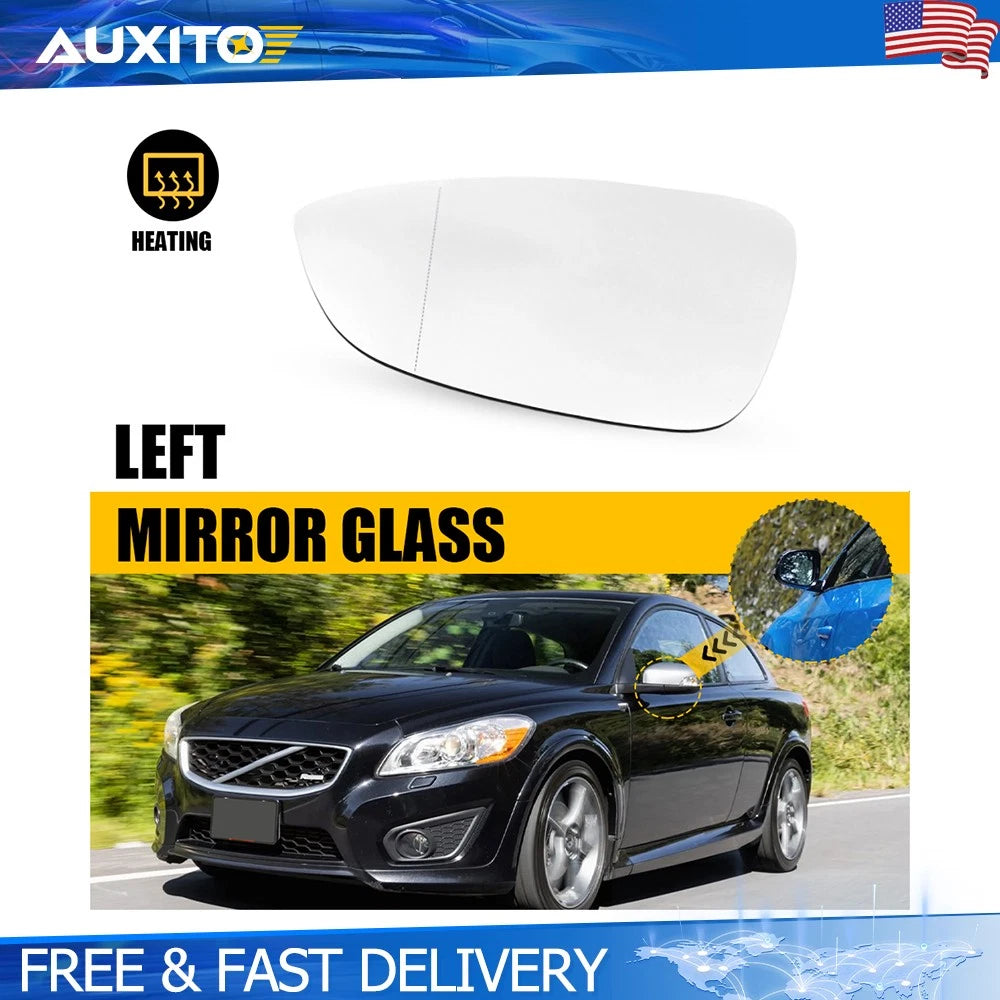 Heated Convex LH Driver Side Mirror Glass for VW Volkswagen CC (2009–2017)