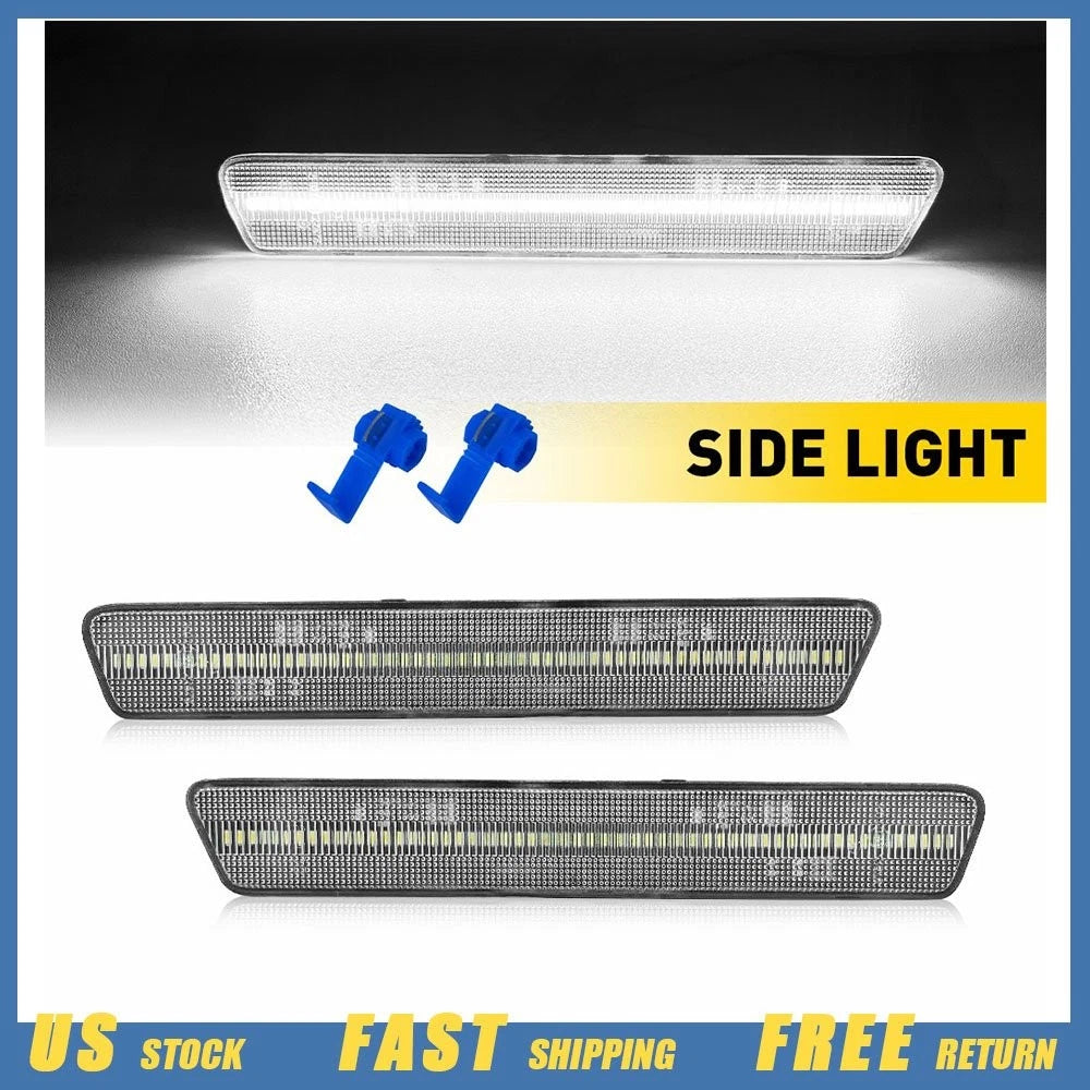 Clear Lens White LED Rear Side Marker Lights for Ford Mustang (1999–2004)