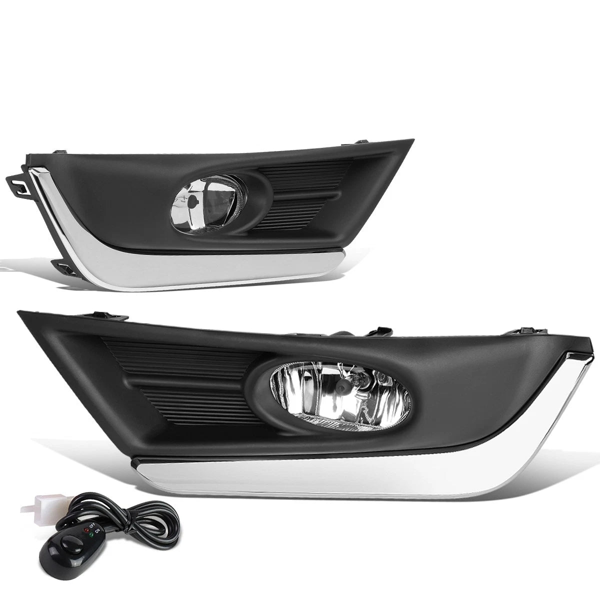 Pair of Clear Lens Front Fog Lights with Switch & Chrome Trim for Honda CR-V (2017–2018)