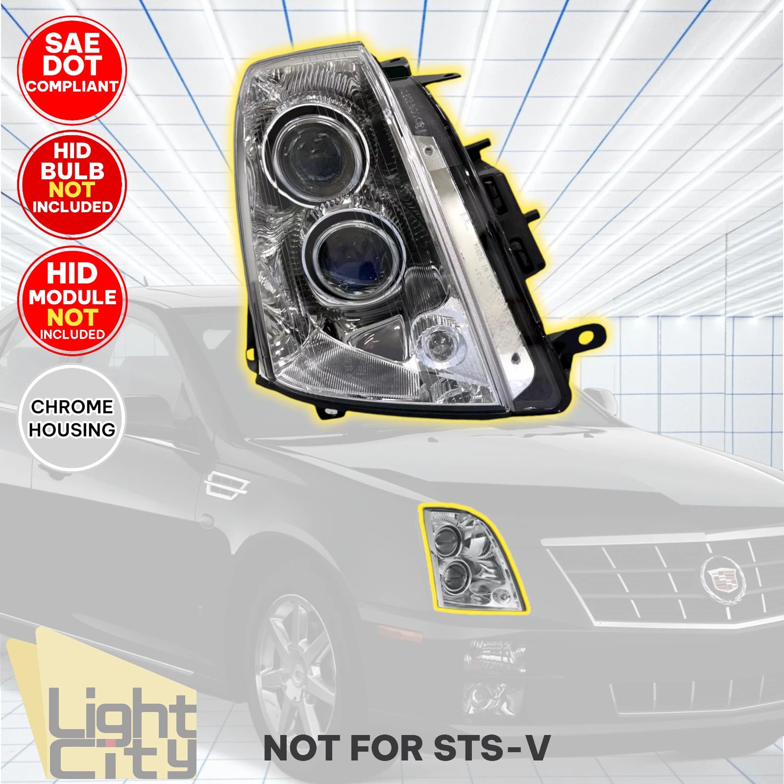 HID/Xenon Headlight RH for Cadillac STS (2005–2011)