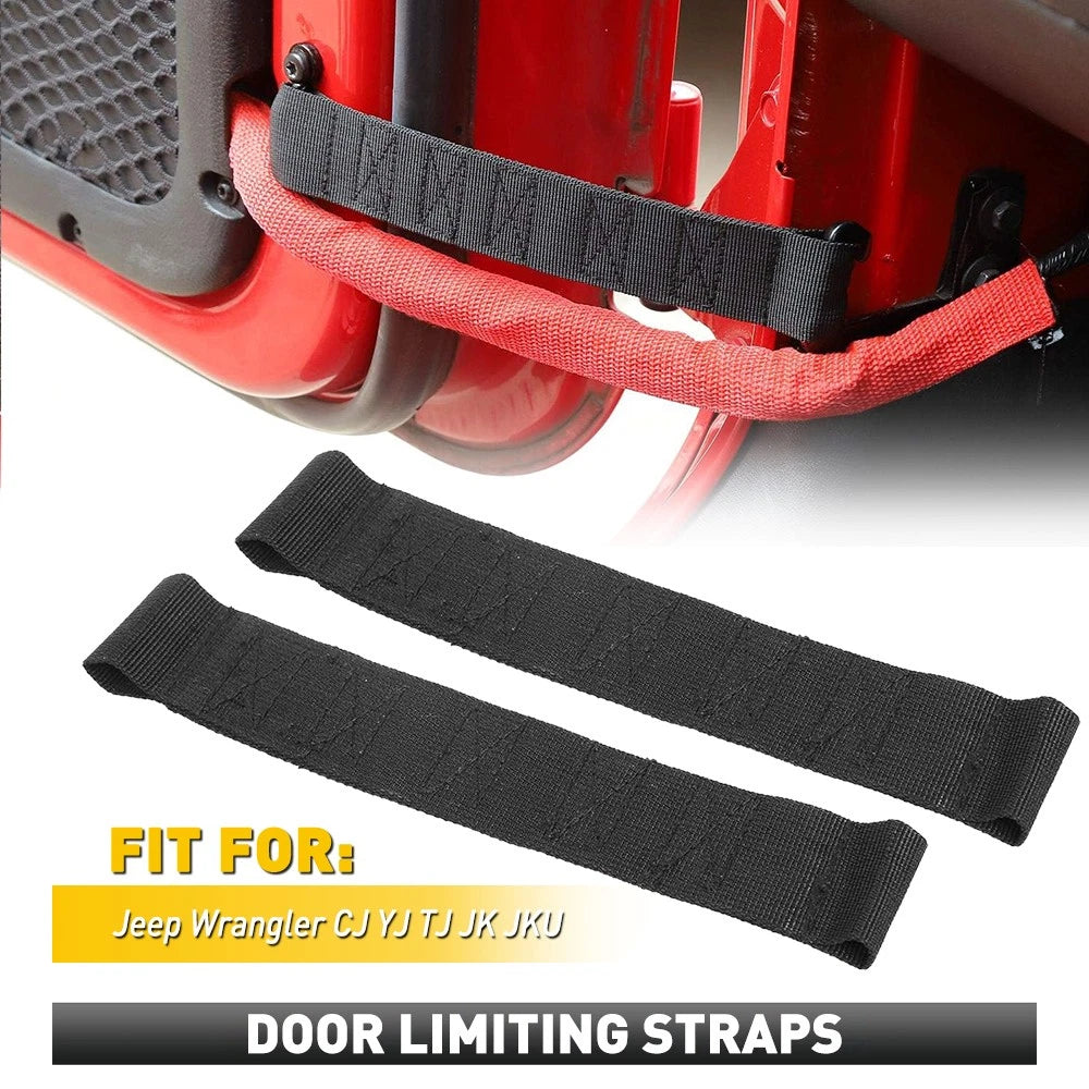 2X Adjustable Door Limiting Check Straps for Jeep Wrangler (CJ YJ TJ JK)