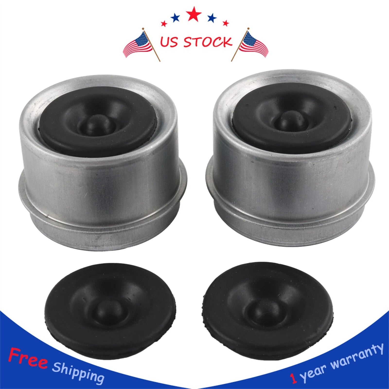 2X Trailer Axle Dust Cap Grease Cover for RV Camper (Universal Fit)