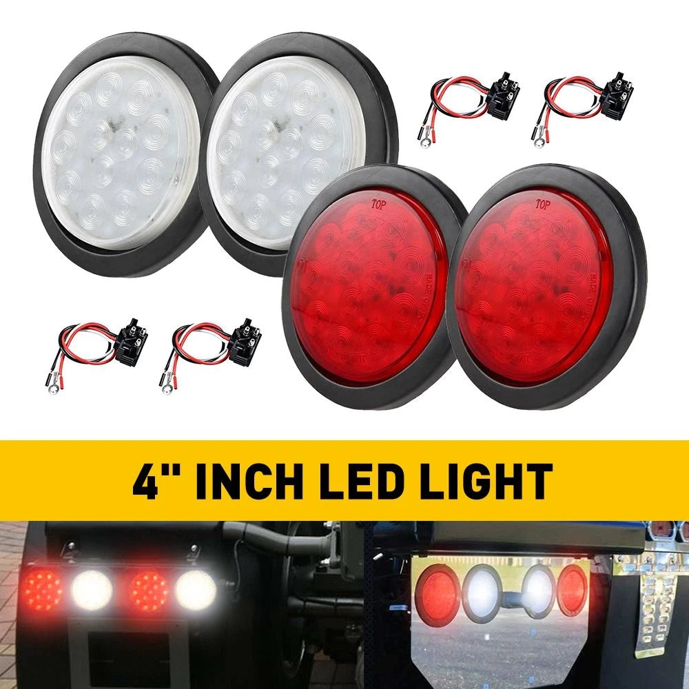 2x 4" Oval 10 LED Reverse Backup Lights for Trailer Truck (Flush Mount)