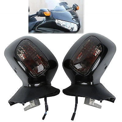 Black Rearview Mirrors & Smoke Signal Lens for Honda Goldwing GL1800 (2001–2017)