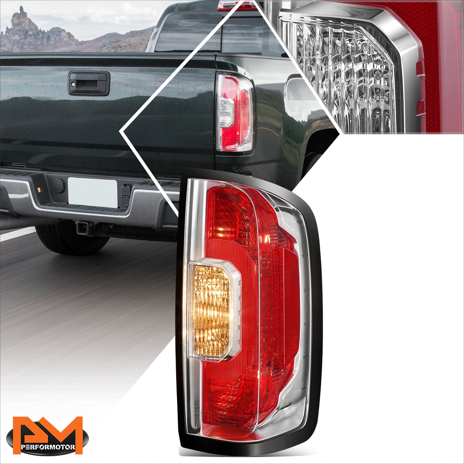 Right Side Chrome Housing Tail Light Brake Lamp for GMC Canyon (2015–2022)