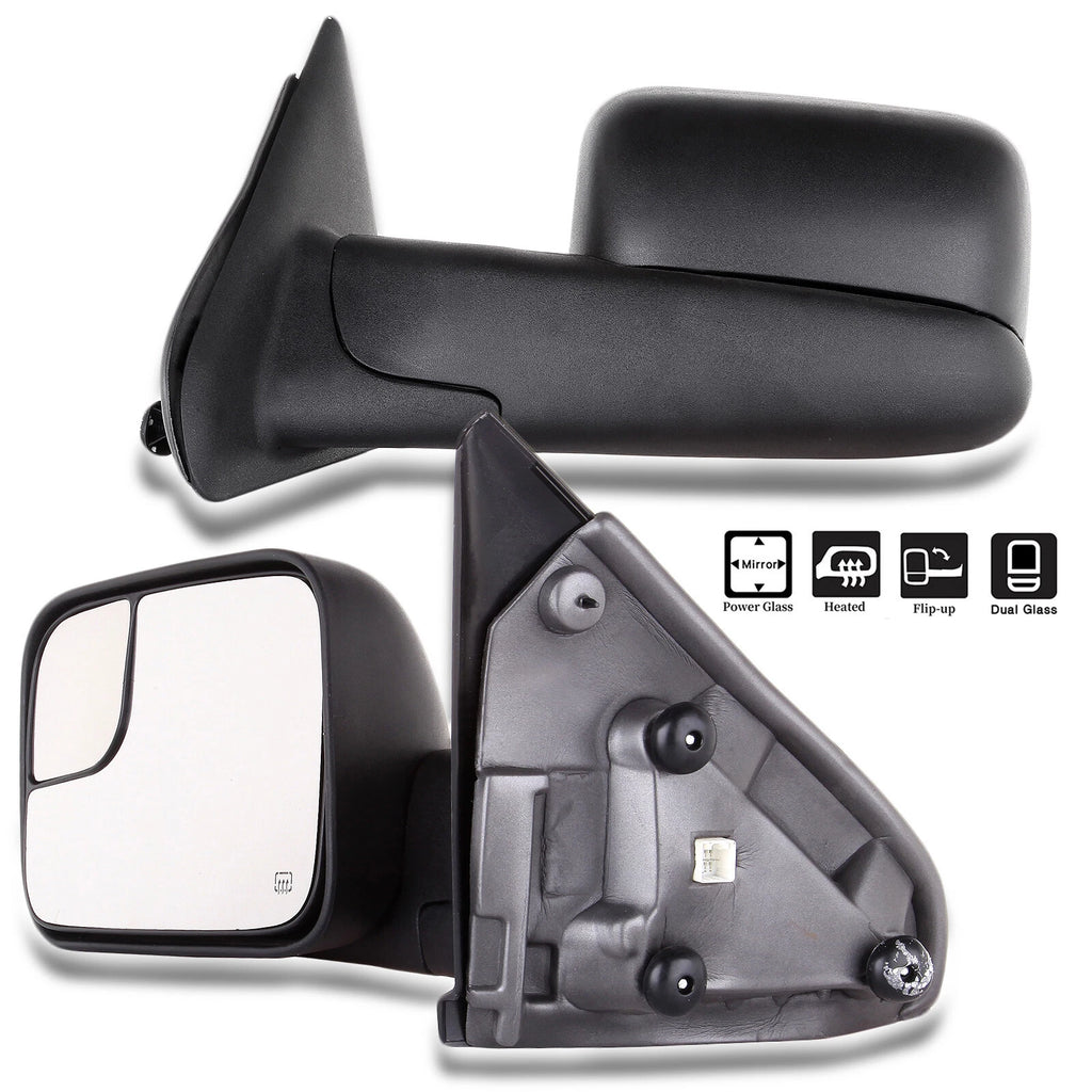 Pair Power Heated Tow Mirrors for Dodge Ram 1500 (2002–2008) Ram 2500/3500 (2003–2009)