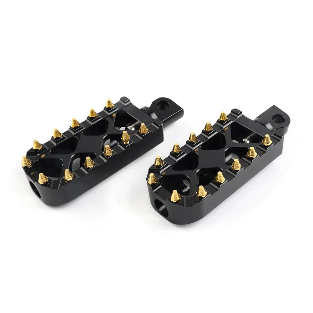 Foot Pegs for Harley Touring, Softail, Dyna (2010–2023) - MX Style, Black/Gold