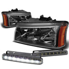Headlight Set with Amber Corner & LED Fog Lights for Silverado (2003–2007)