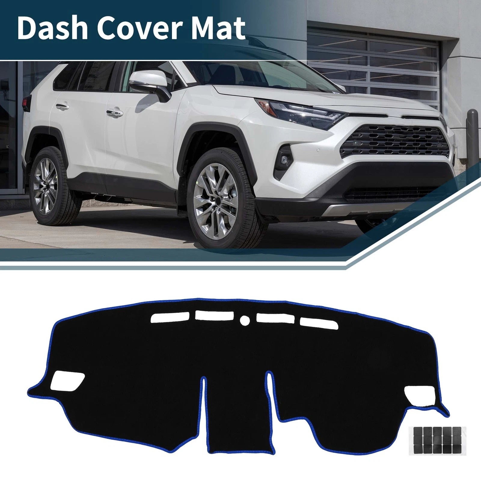 Dashboard Dash Cover Mat for Toyota RAV4 (2019–2024) - Black Blue Set