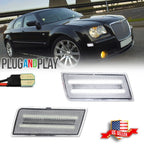 2X Clear Lens White LED Front Side Marker Lights for Chrysler 300 (2005–2010)