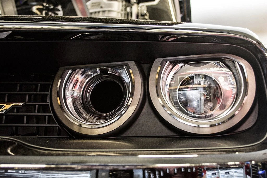 Blue LED Halo Headlight Rings for 2015–2018 Dodge Challenger (Brushed Stainless)