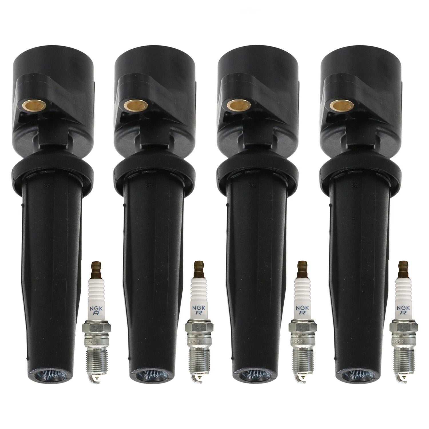 Set of 4 Ignition Coils & NGK Laser Platinum Spark Plugs for Ford Focus, Mazda 3