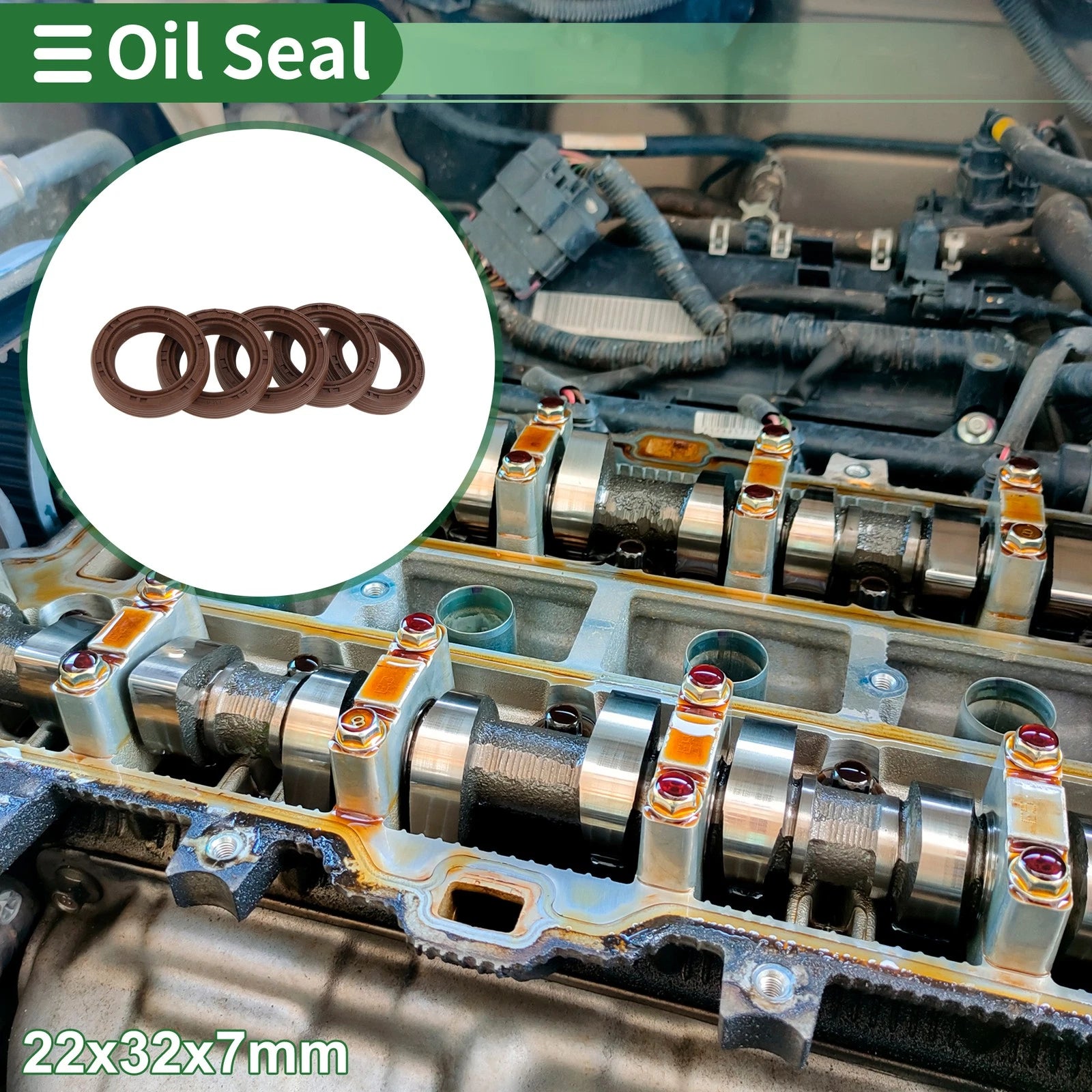 Oil Seal FKM Rubber 22x32x7mm for Various Models (5 Pcs)