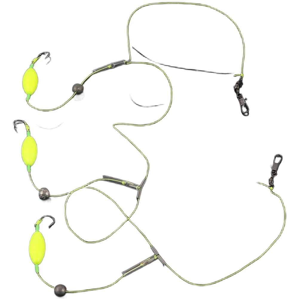 3 Hook Fishing Rig with High Carbon Steel Hooks for Freshwater Saltwater Carp