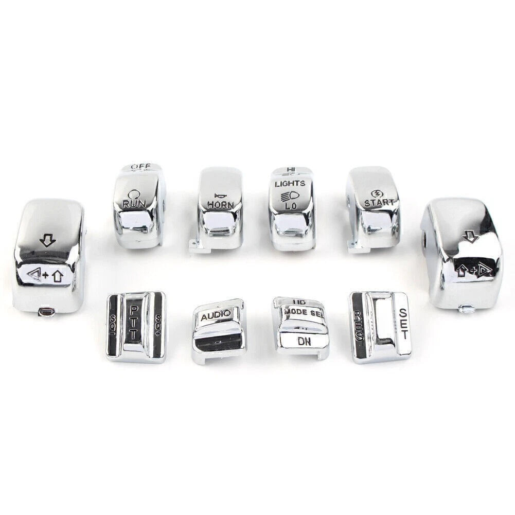 Set of 2 Hand Control Switch Cover Caps for Harley Touring (1996–2013) Chrome