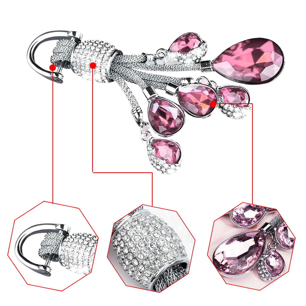 Rhinestone Water-Drop Crystal Jewelry Diamond Keychain Ring Universal (All Years)