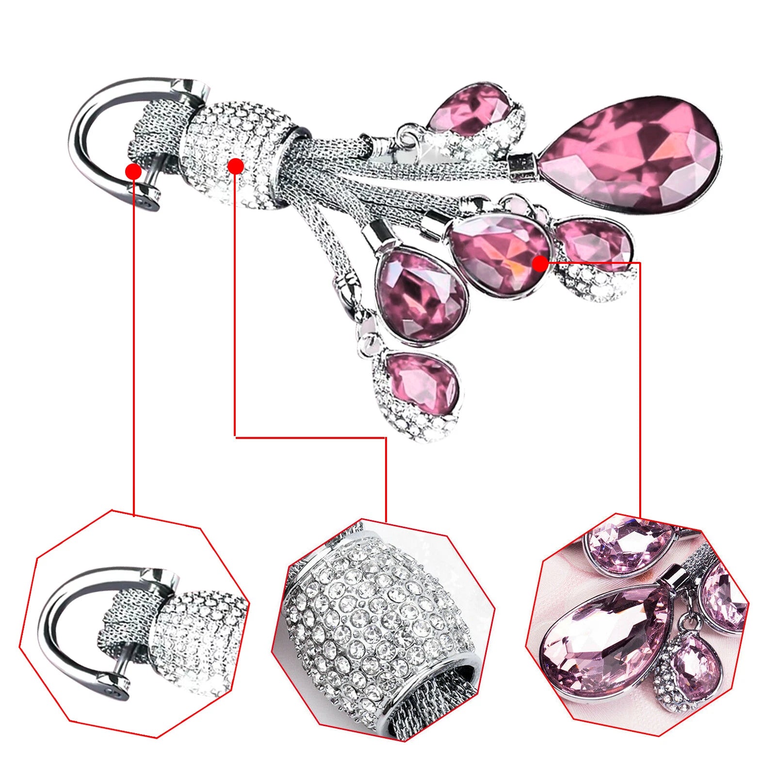 Rhinestone Water-Drop Crystal Jewelry Diamond Keychain Ring Universal (All Years)