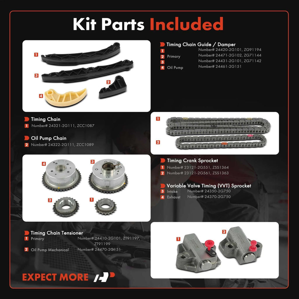 Set of 12 Timing Chain Kits for Hyundai Sonata (2011–2014) Kia Optima (2011–2015)