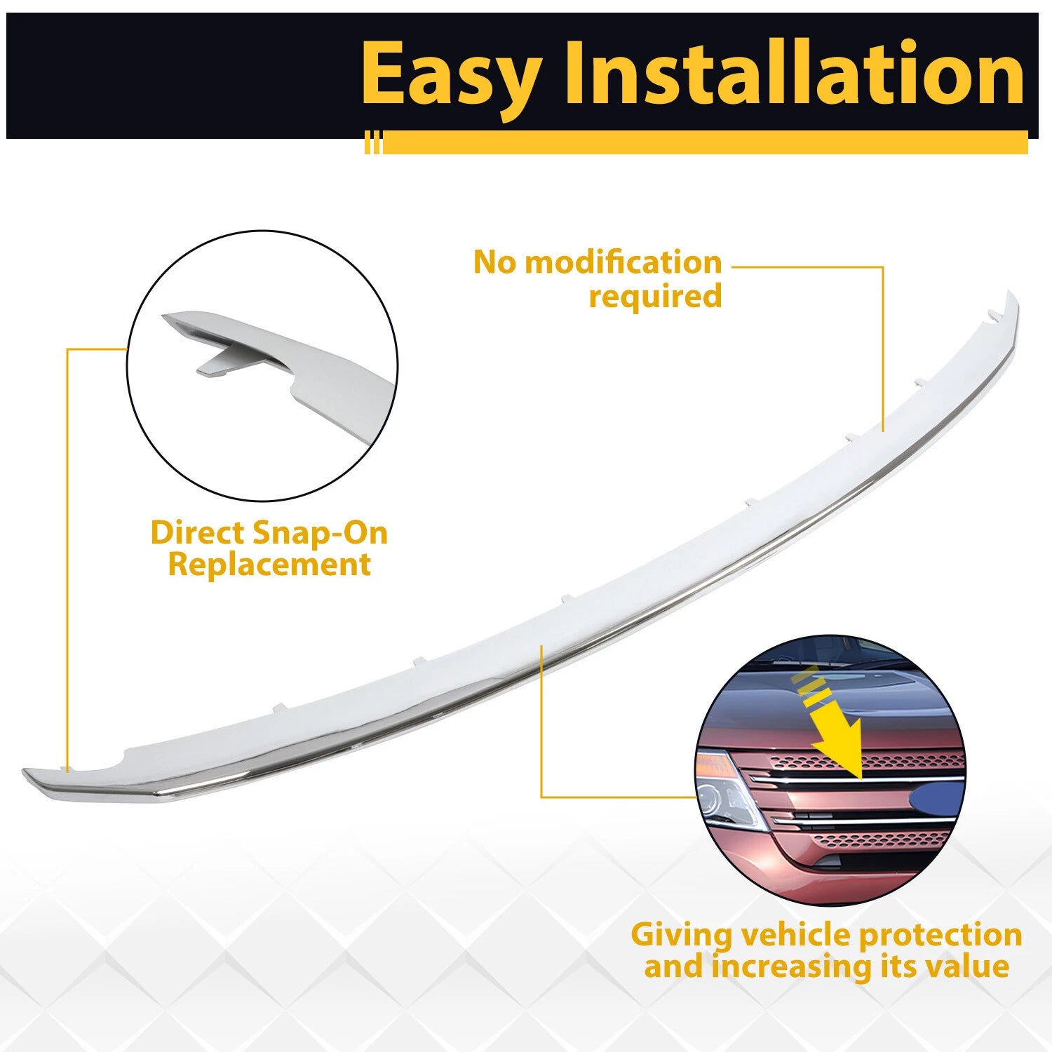 Upper Chrome Grille Molding Trim for Ford Explorer (2011-2015)