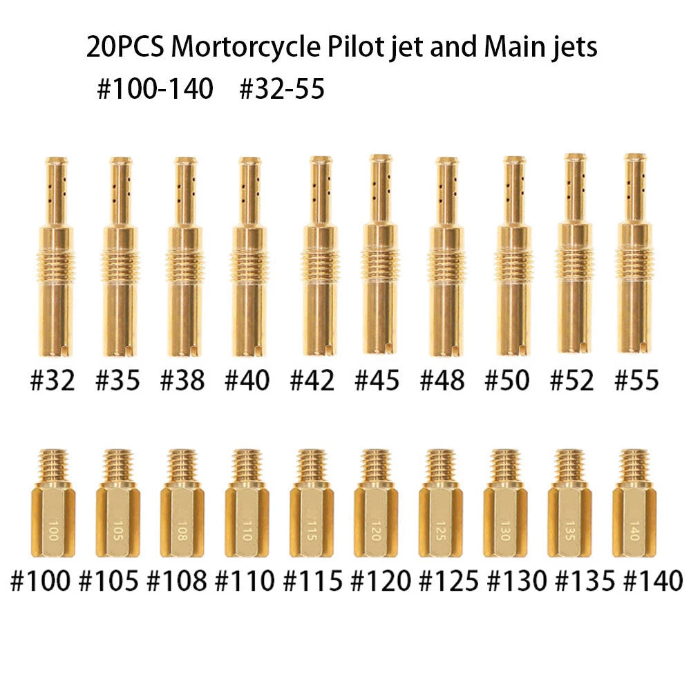 10x Carburetor Main Jets 100-140 & 10x Slow Pilot Jets 32-55 for OKO KOSO PE PWK (N/A)