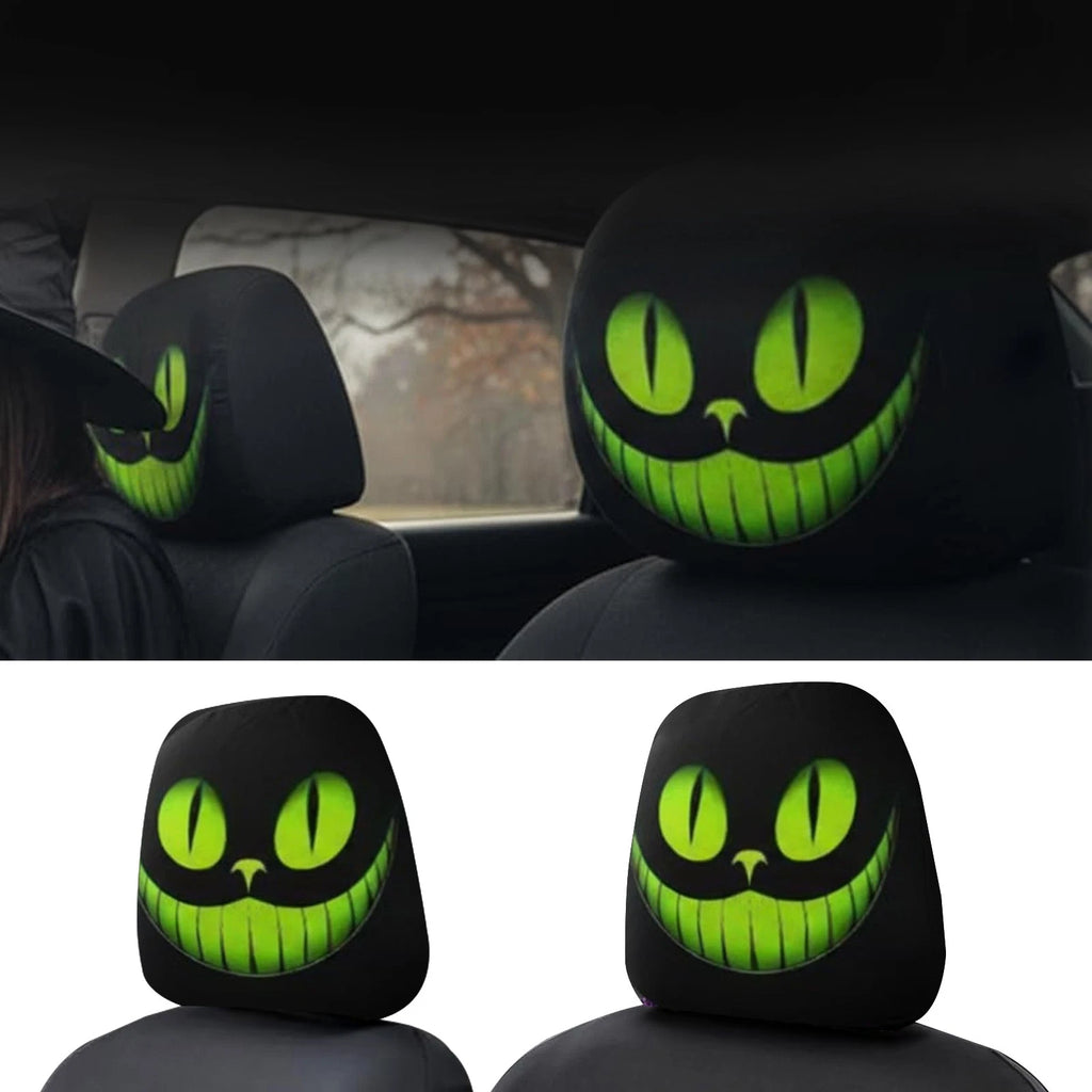 Scary Green Face Grin Mask Headrest Cover for Auto Universal (Halloween)