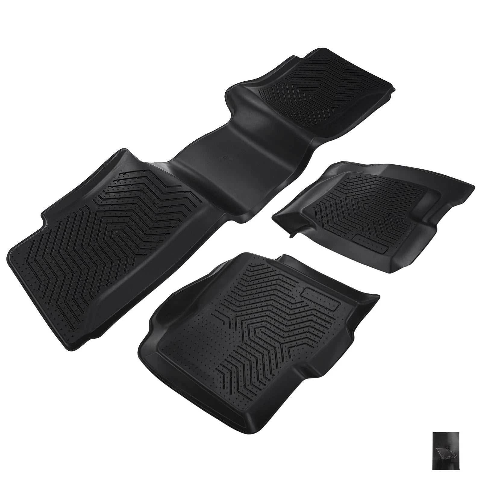 Set of 4 All Weather Floor Mats for GMC Sierra 1500 2500 (1999–2007) Black TPE