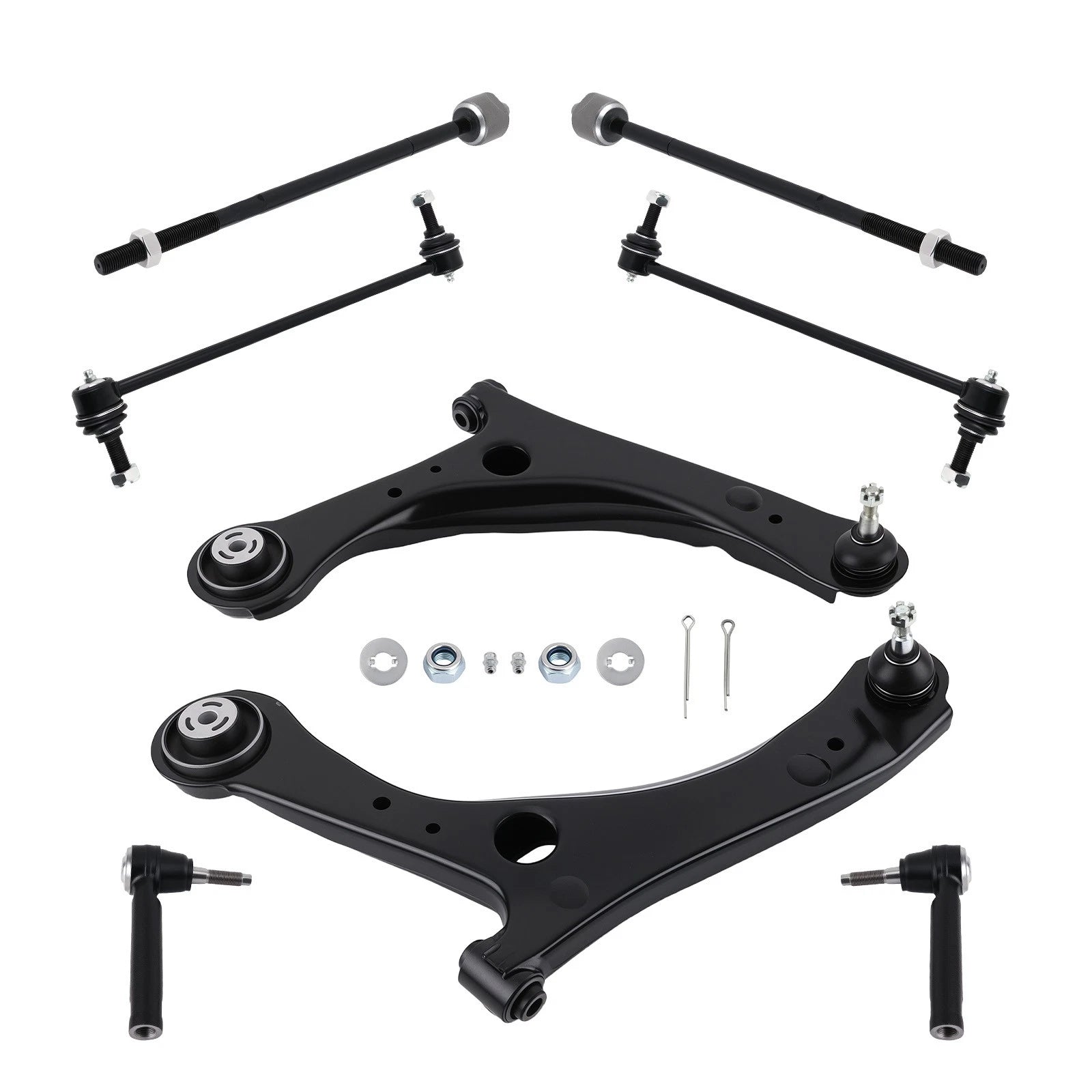 8pc Front Lower Control Arms Tie Rods Sway Bar Links for Grand Caravan (2008–2018)