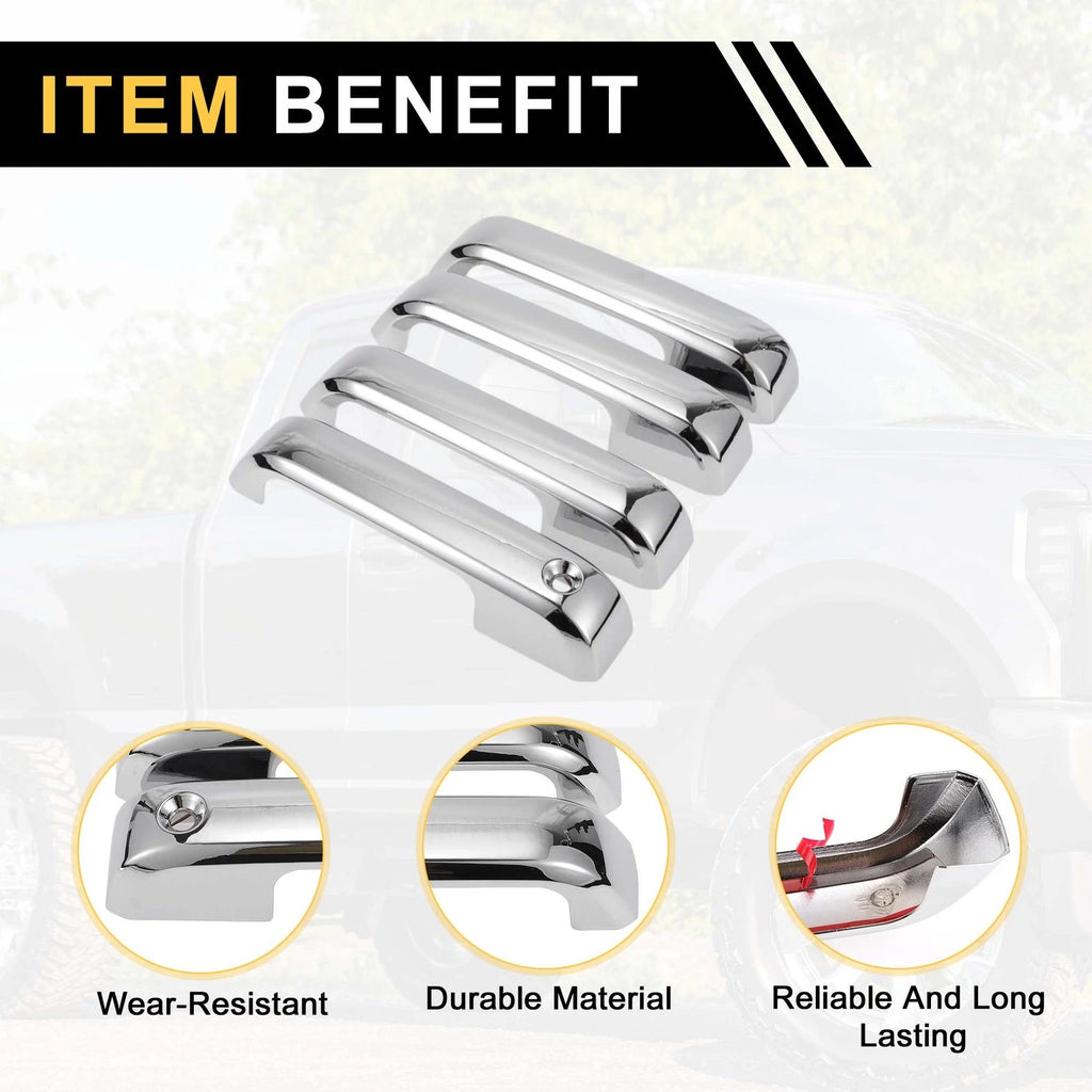 Set of 4 Door Handle Covers for Ford F-150 (2015–2020) Silver Tone