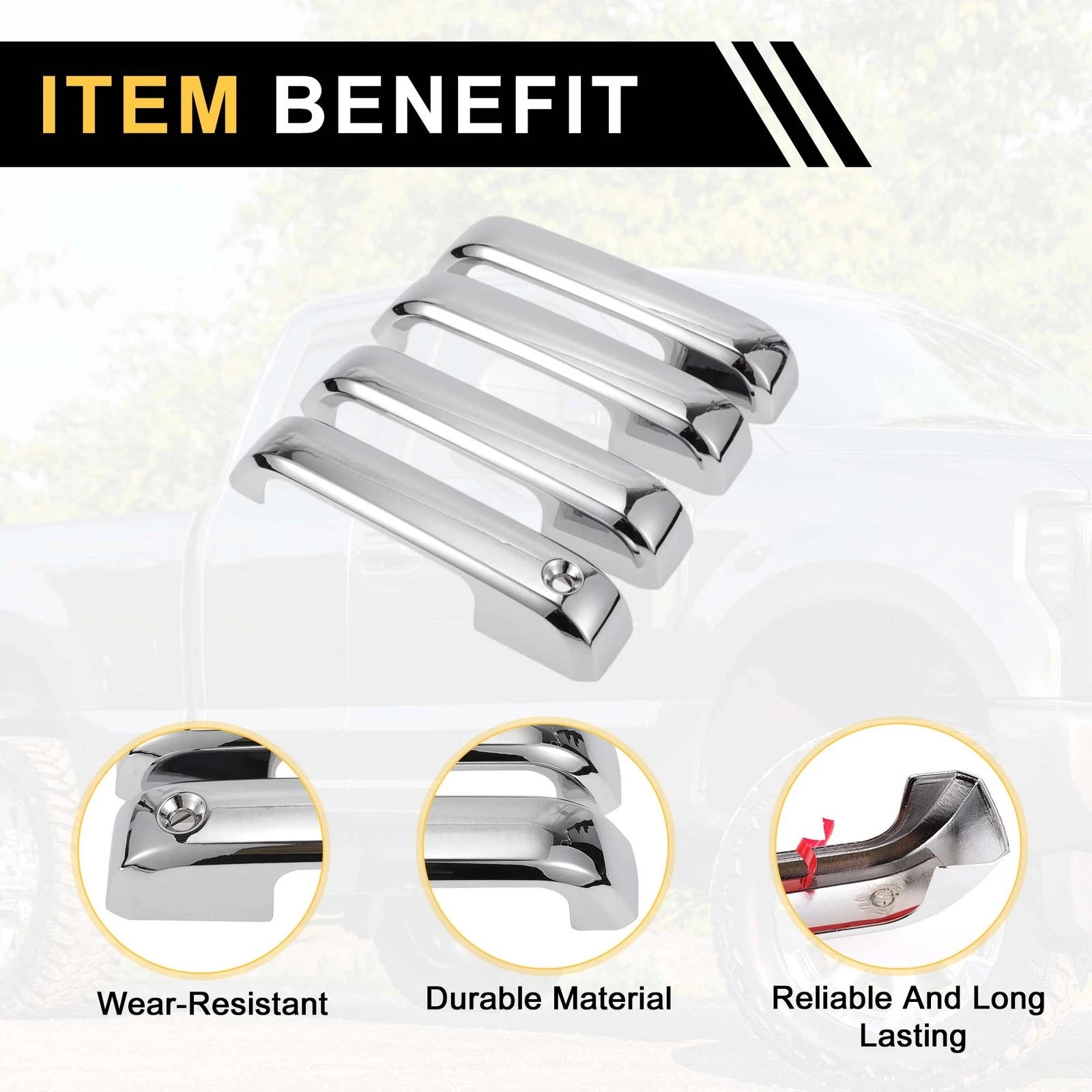 Set of 4 Door Handle Covers for Ford F-150 (2015–2020) Silver Tone