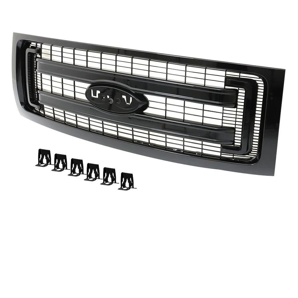 Front Bumper Upper Grille for Ford F-150 (2009–2014) Gloss Black