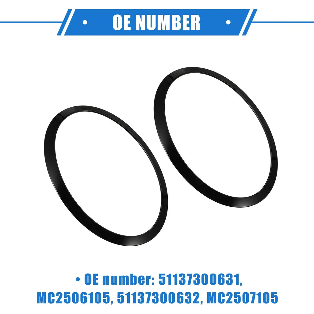 Pair Front Side Headlight Trim Ring for BMW Mini F55 F56 F57 Black (2014-2021)