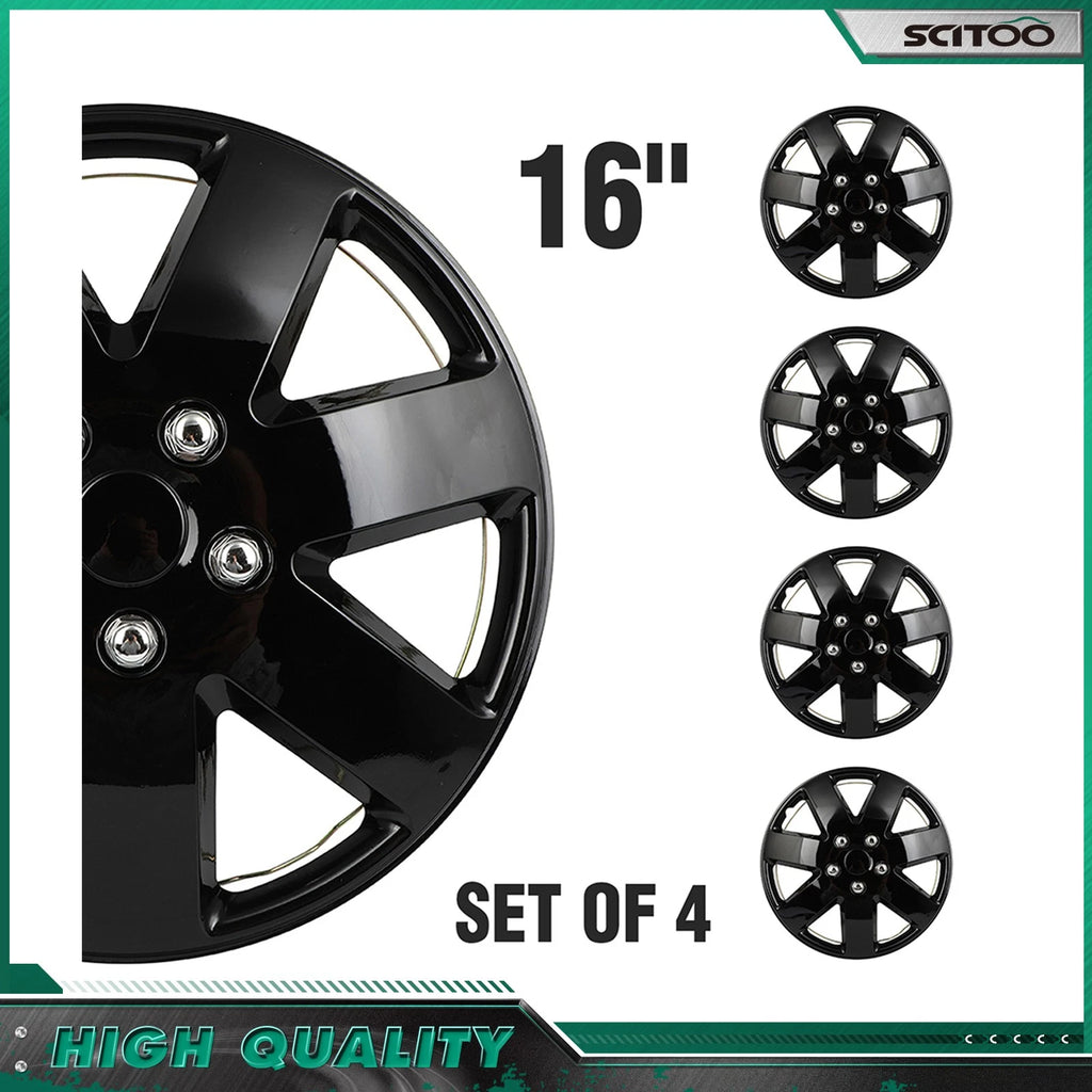 Set of 4 Black 16" Wheel Covers for R16 Tire & Rim