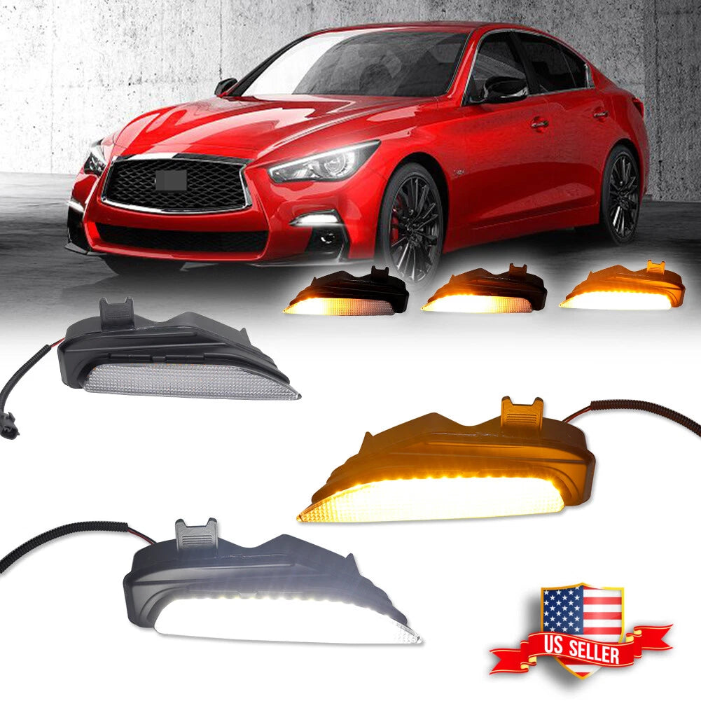 Clear Switchback LED Sequential Fog Lamps for Infiniti Q50 (2014–2020)