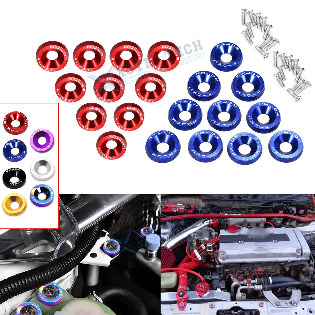 10Pcs M6 Billet Aluminum Fender Bumper Washer Bolts for Engine Bay (—)