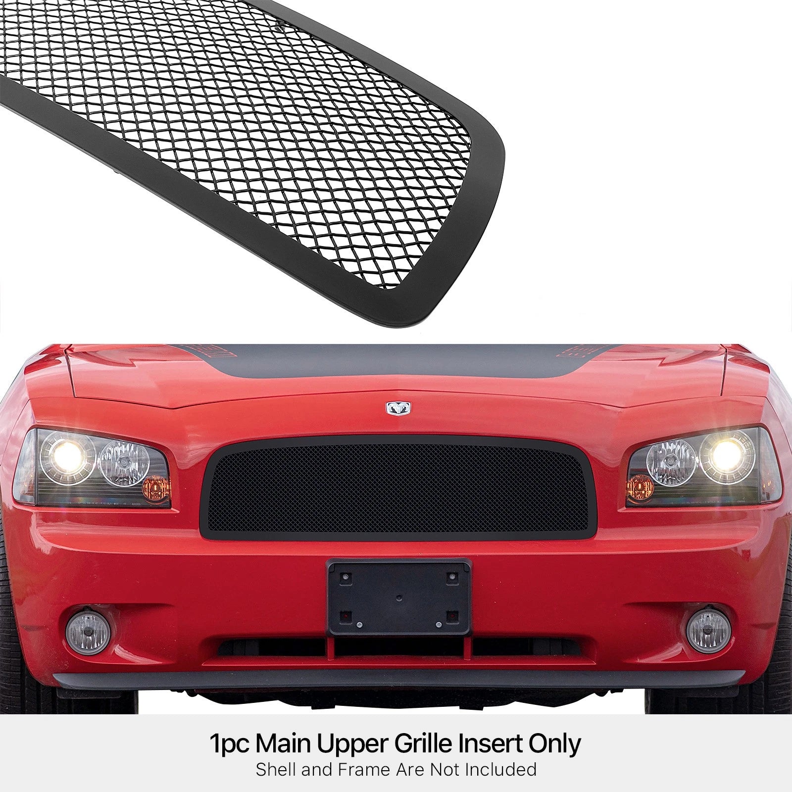 Black Stainless Mesh Grille Insert for Dodge Charger (2005-2010)