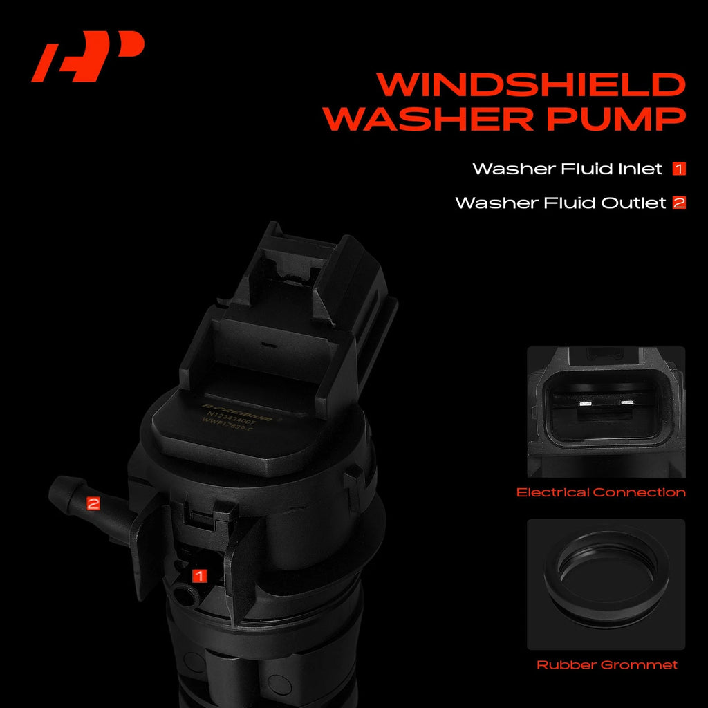 Windshield Washer Pump with Rubber Grommet for Mitsubishi Montero