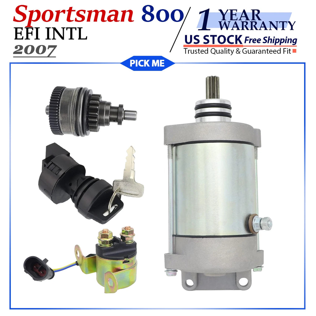 Starter for Polaris Sportsman 800 EFI (2007) W/Bendix, Relay, Ignition Switch