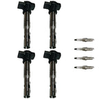 Set of 4 Ignition Coils and Spark Plugs for Audi A3 A4 A5 A6 Q3 Q5 VW Beetle (2006–2020)