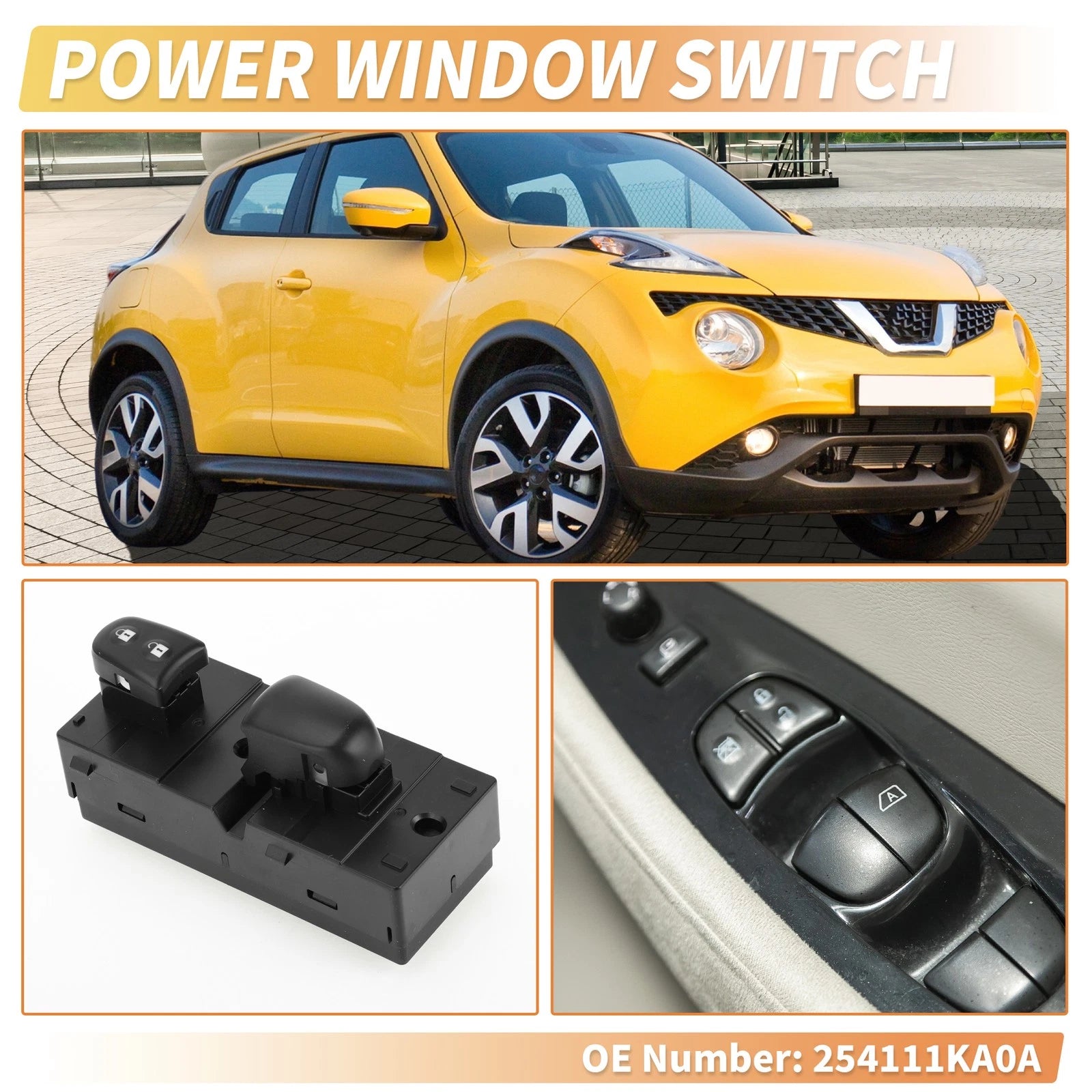 Front Side Power Window Switch for Nissan Juke Rogue Sentra (2011–2019) No. 254111KA0A