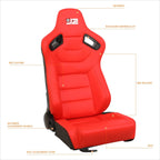 Pair of Reclinable Racing Bucket Seats for Universal Fit (38"H X 21"W X 23"D)