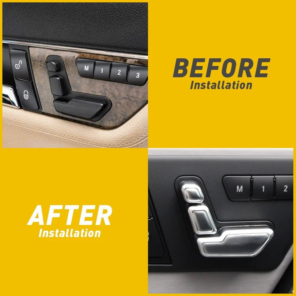 Silver Door Seat Adjust Button Switch Cover Trim for Mercedes-Benz E Class (2009â2016)