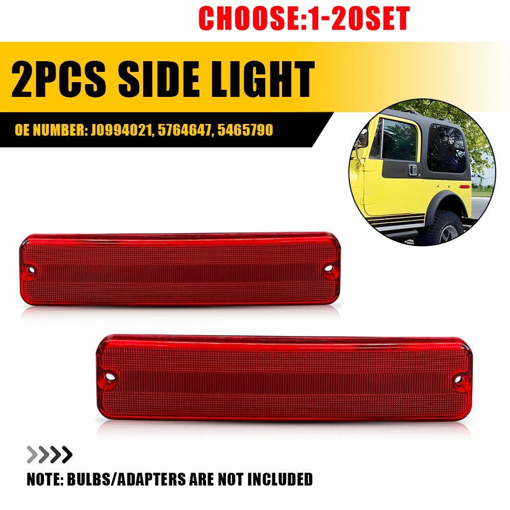 Set of 2 Red Lens Rear Side Marker Light Housing for Jeep Cherokee SJ (1974–1983)