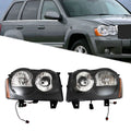 Set of 2 Black Halogen Headlights for Jeep Grand Cherokee (2005–2007)